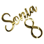 Topper "Nume caligrafic+Vârstă", fără suport, din plexiglas (acril) oglindă colorată - imagine 2