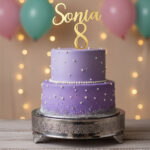 Topper "Nume caligrafic+Vârstă", fără suport, din plexiglas (acril) oglindă colorată - imagine 3