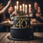 Topper FUCKING + număr aniversar, fără suport, din plexiglas (acril) oglindă - imagine 3