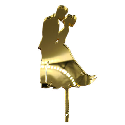 Topper siluete miri nuntă V1, cu suport, din plexiglas (acril) oglindă