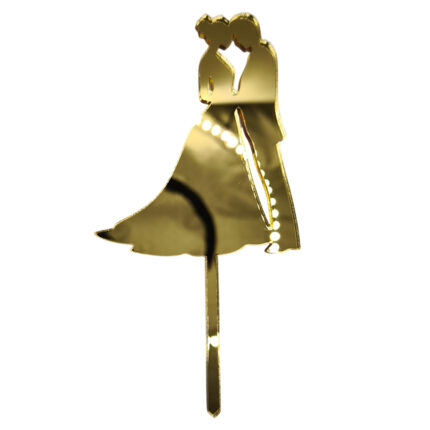 Topper siluete miri nuntă V2, cu suport, din plexiglas (acril) oglindă