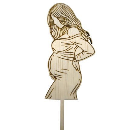 Topper siluetă femeie gravidă, cu suport, din lemn