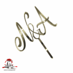 Topper litere "inițiale caligrafice" , cu suport, din plexiglas (acril) oglindă - imagine 2