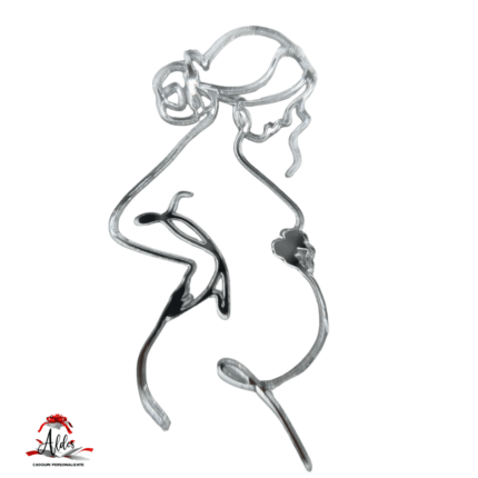 Topper siluetă femeie gravidă, fără suport, din plexiglas (acril) oglindă