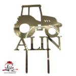 Topper "tractor și nume personalizat", cu suport, din plexiglas (acril) oglindă