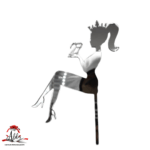 Topper siluetă femeie si vârstă pentru margine tort, cu suport, din plexiglas (acril) oglindă