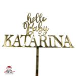 Topper "Hello Baby" și nume personalizat, cu suport, din plexiglas (acril) oglindă - imagine 3
