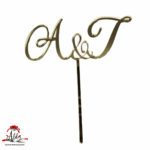 Topper litere "inițiale caligrafice" , cu suport, din plexiglas (acril) oglindă - imagine 6