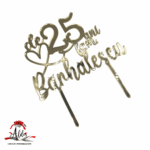 Topper tip "Nume familie și Ani", cu suport, din plexiglas (acril) oglindă - imagine 2